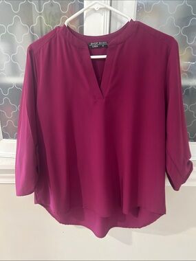 Shop Basics Women's Deep Berry Split-Neck Blouse